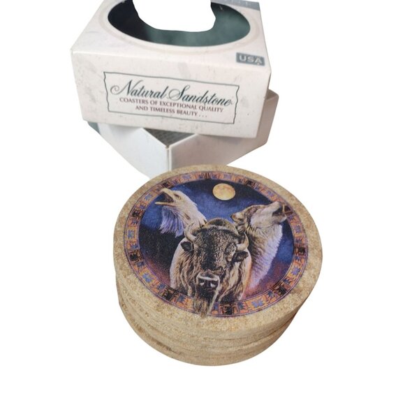 Thirstystone Wild Animal Natural Sandstone Coasters USA Native READ - Picture 1 of 5
